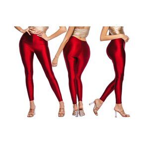 🔥 Burgundy Red High-Waist Shiny Leggings – Sexy & Sleek 🔥